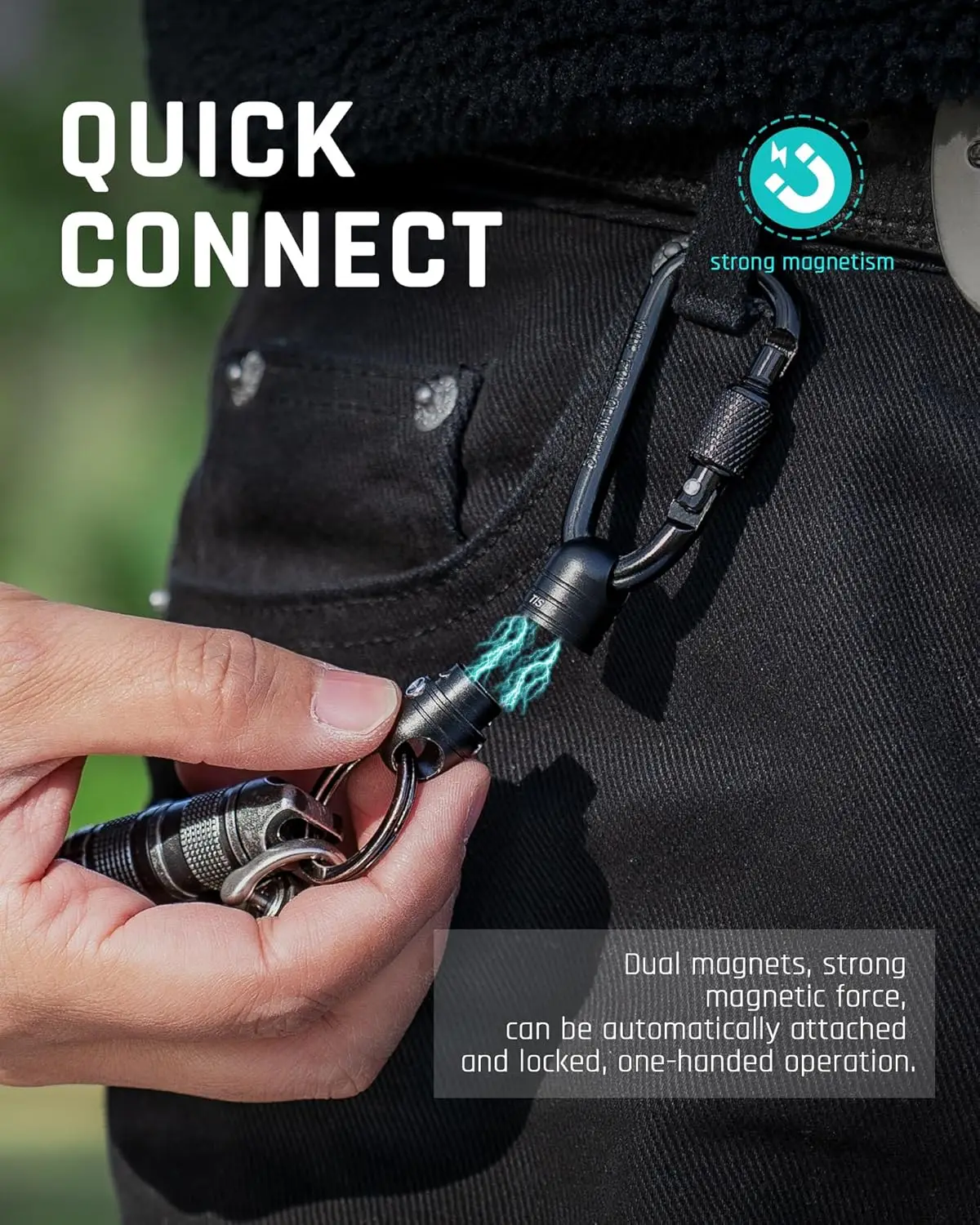 TISUR Magnetic Quick Release Keychain,Magnet Carabiner Clip Key Holder, Detachable Key Chain Rings for Car Keys, Accessories