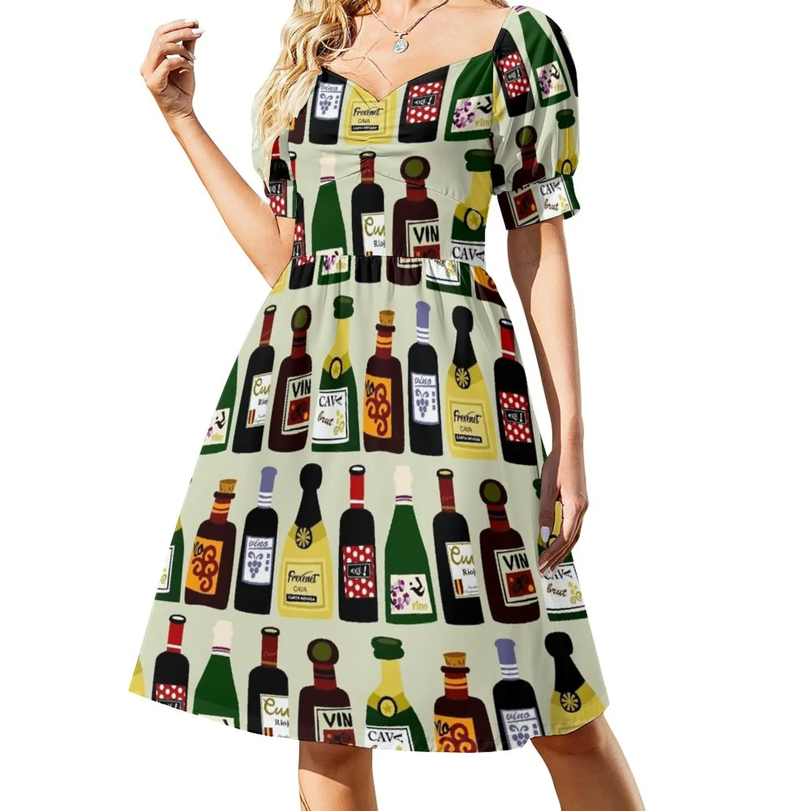 

Wine Bottles Sleeveless Dress summer dress elegant guest wedding dress summer dress woman 2023 Women's dresses