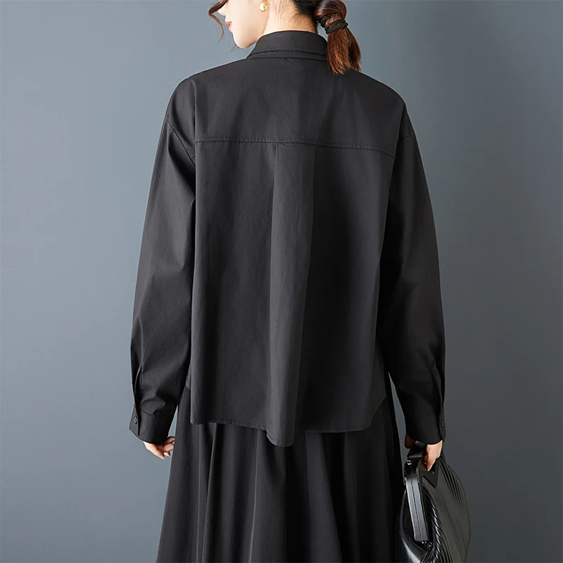 Faionable Loose Me Patchwork irt Onregelmatig Casual Japanse Sle Veelzijdige individuele top Enkele knop Dames irt