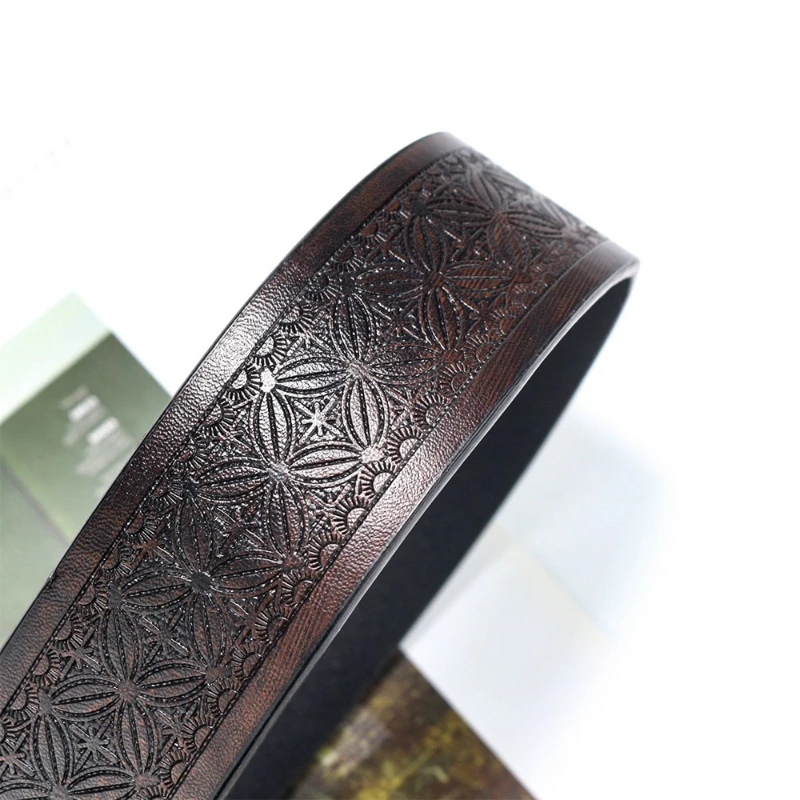 Bohemian Western Cowboy Belts for Men Retro Alloy Plate Buckle Youth Hat Punk PU Leather Belt Clothing Accessories Gift