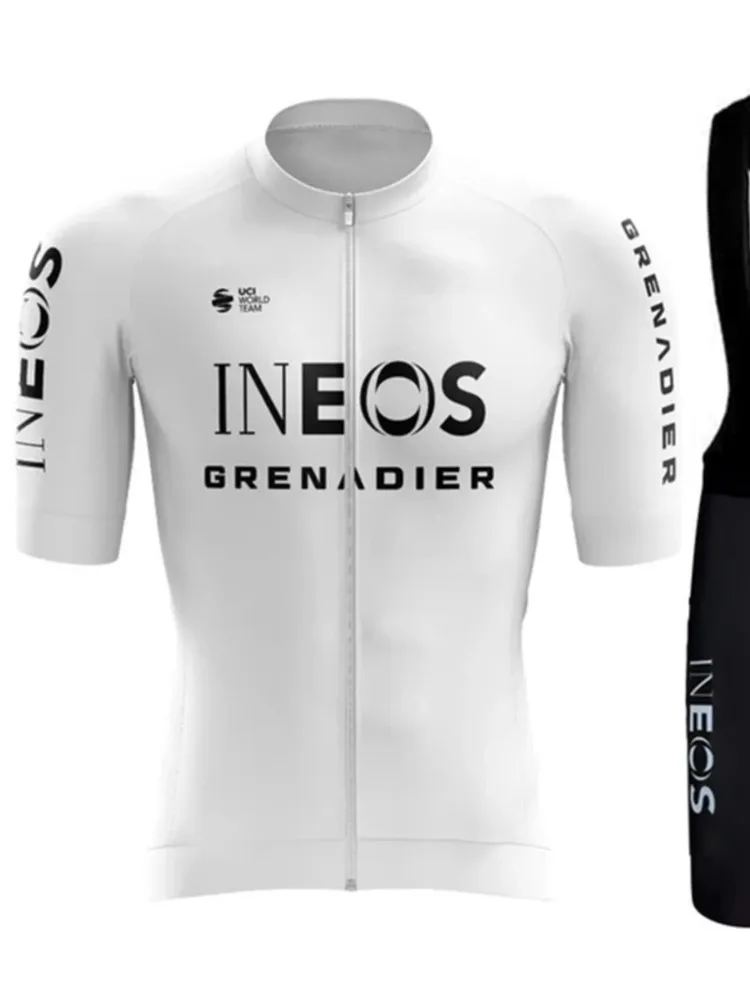AliExpress NONE Summer Pro Team INEOS GRENADIERS White Cycling Clothing Cycling Jersey Set Men Road Bike Shirt Suit Bicycle Bib Shorts