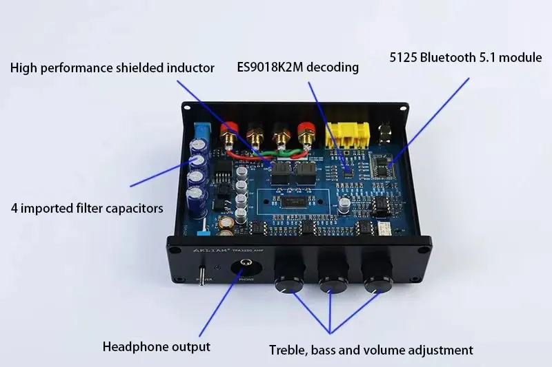 TPA3250 HIFI Bluetooth 5.1 amplifier board digital amplifier 130W+130W Class D desktop amplifier