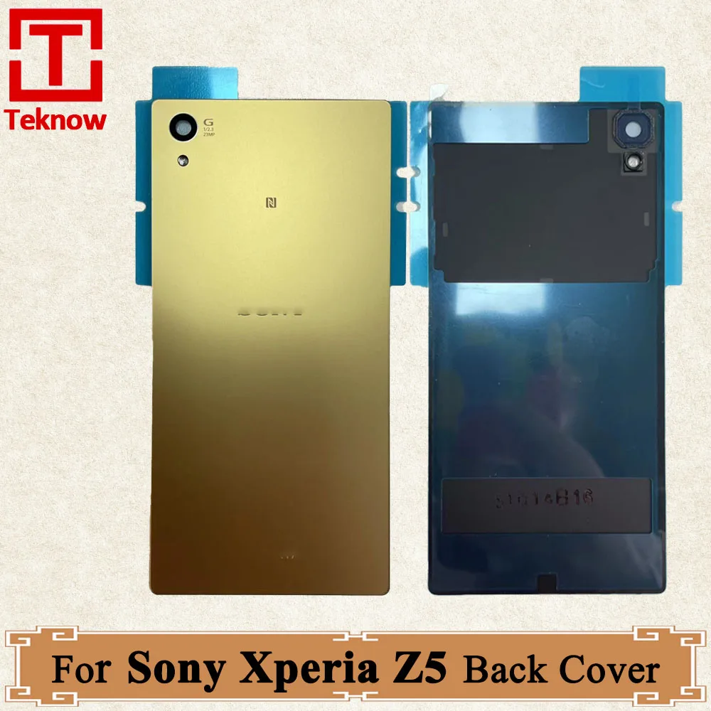 Original New Back Battery Cover Door For Sony Xperia Z5 E6603 E6633 E6653 E6683 Housing Rear Glass Case With Logo Replacement