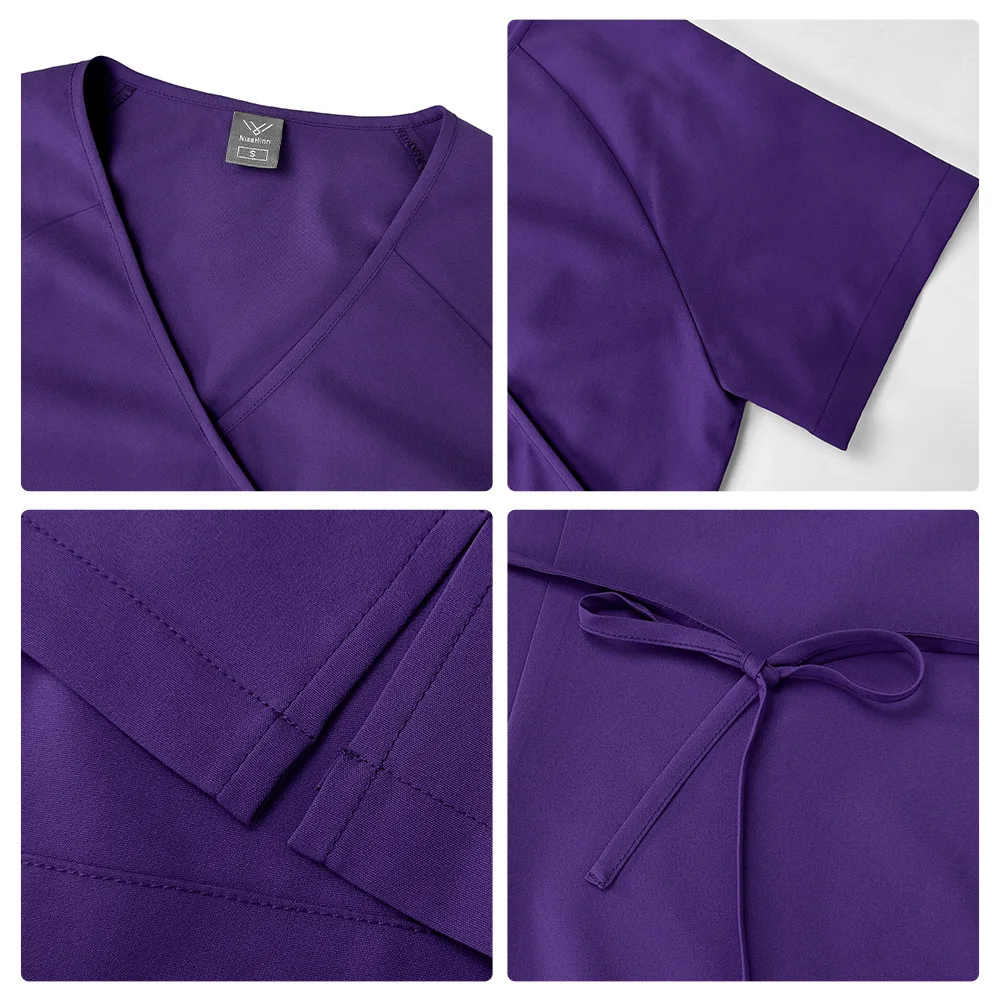 Wash Hands Doctor V-Ausschnitt Kurzarm Damen Schnüroberteil Taille Split Set Spa Beauty Kleidung