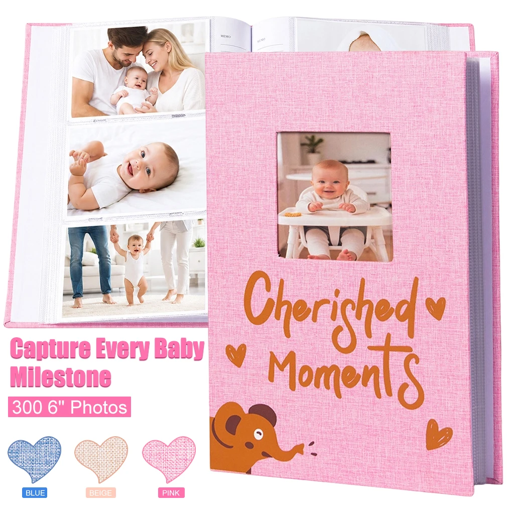 Baby Nursery Bookcase - Linen Photo Album, 300 6-Inch Photos