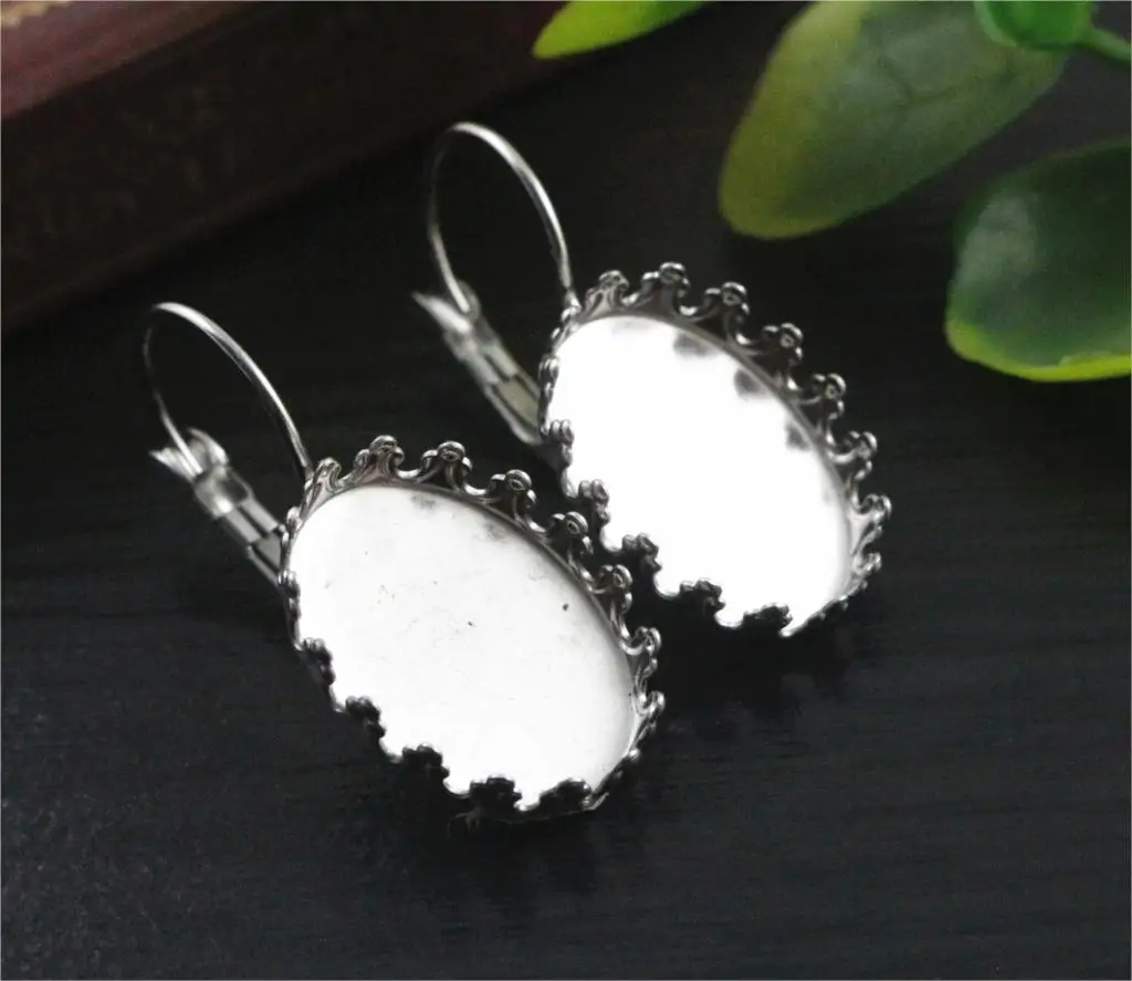 No Fade 13x18mm 18x25mm 10pcs/Lot  Stainless Steel Oval French Lever Back Earrings Base,Fit 13*18/18*25mm Oval Glass Cabochon