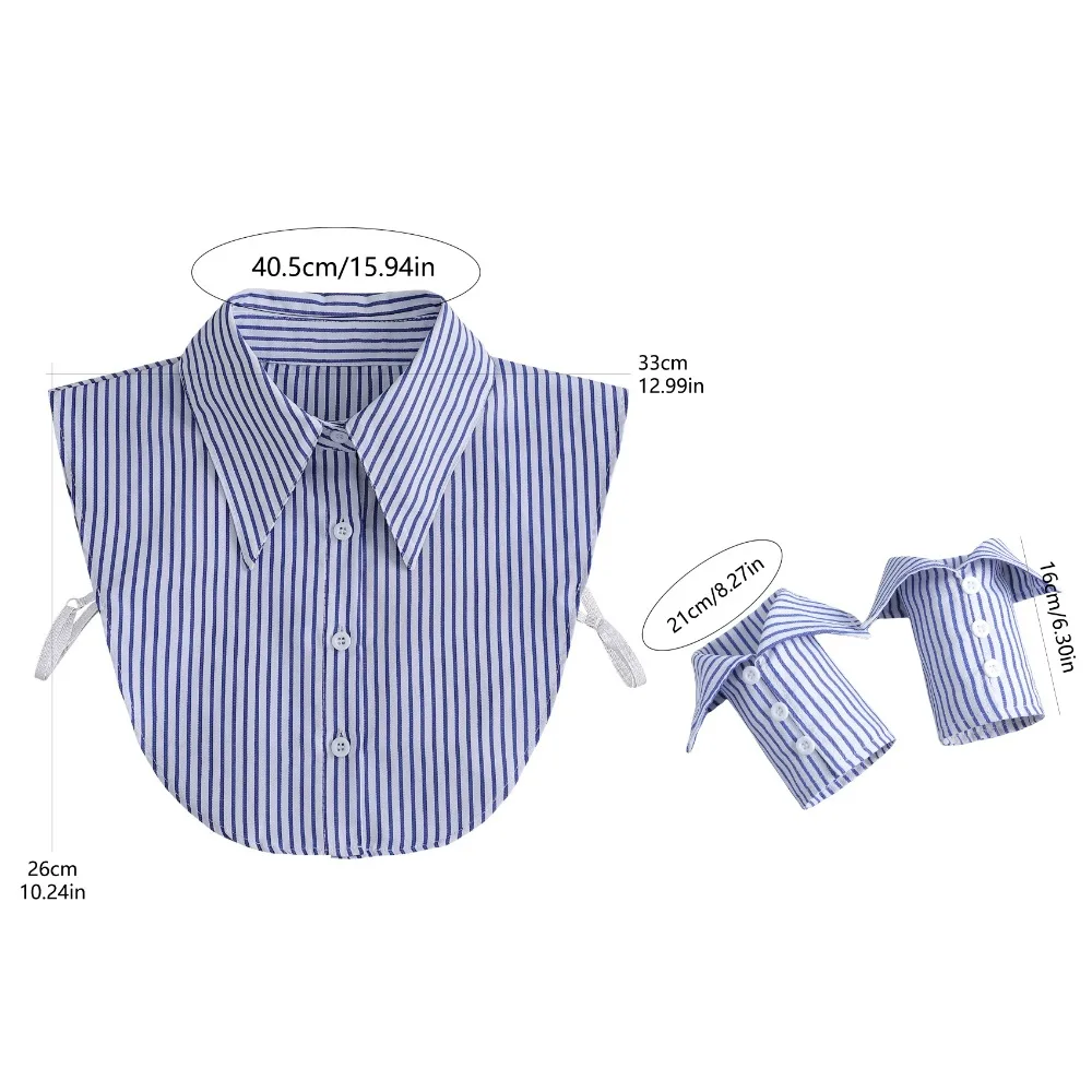 Camicia a righe morbide staccabili Colletto finto Comode maniche decorative finte per le mani Pendolari Polsini finti facili da indossare Ufficio