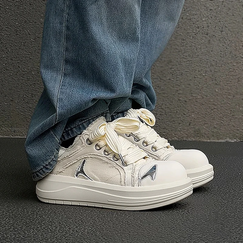 

2025 Original Brand Canvas Shoes Fashion High Street Couple Big Head Smile Casual Shoes for Man Thick Bottom Schuhe HerrenSummer