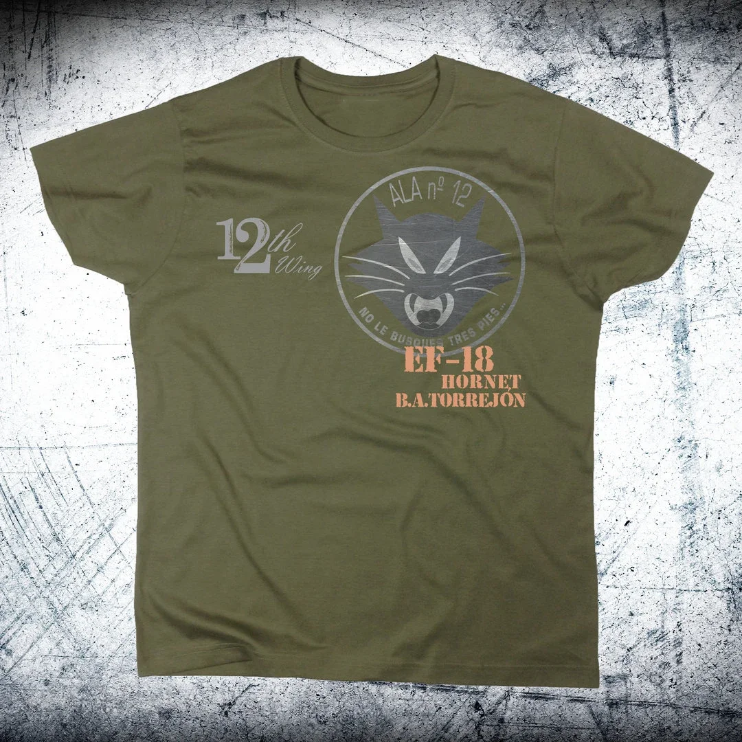 Cat 12th Wing Torrejon Air Base T Shirt New 100% Cotton Short Sleeve O-Neck T-shirt Casual Mens Top