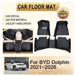 Car Floor Mats For BYD Dolphin 2021 2022 2023 2024 2025 2026 Leather Pad Foot Cover LHD Cover Full Set Auto Interior Accessories