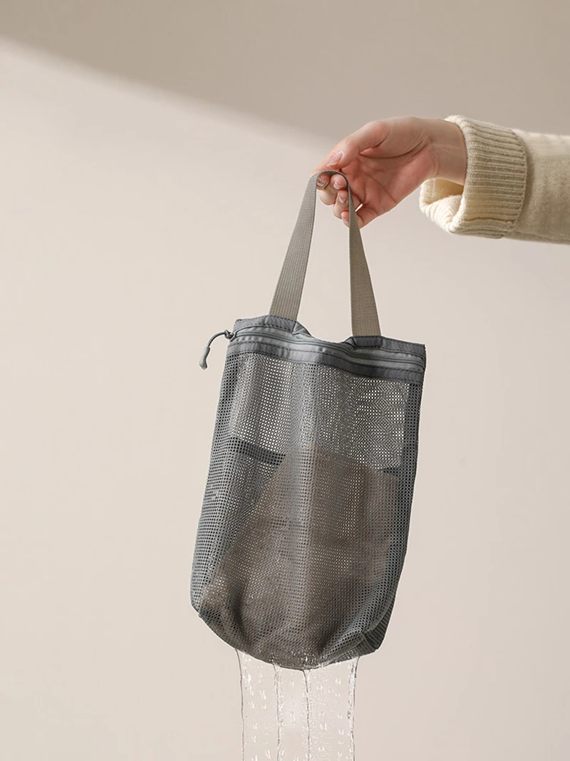 

Mesh Travel Toiletry Bag Women Portable Large Capacity Handheld Makeup Bag Breathable Quick Dry Shower Storage Pouch for Trip