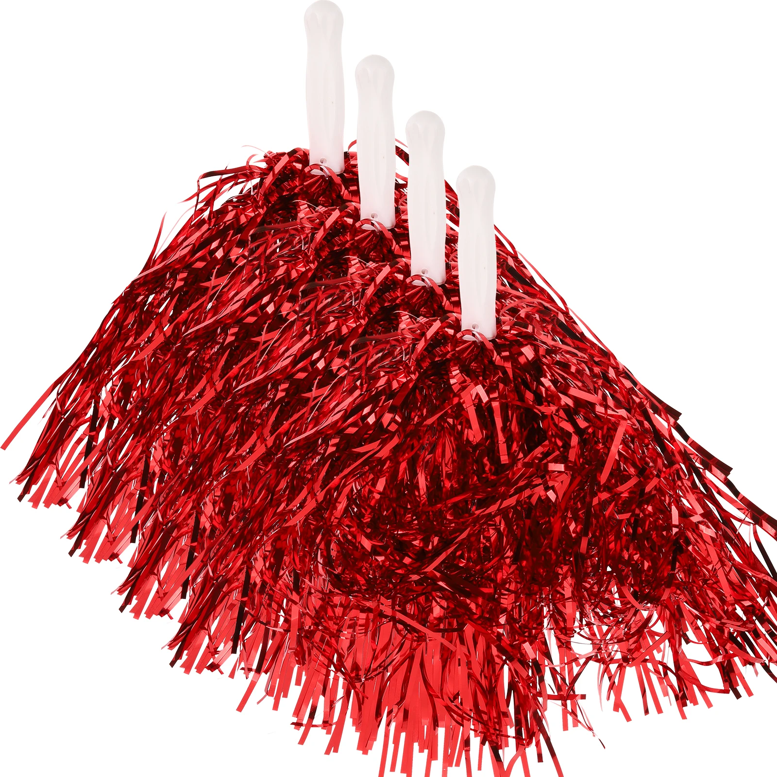 

24pcs Cheerleading Pom Poms Metallic Red 20g Reusable Kids School Gymnastics Dance Props Team Spirit Accessories