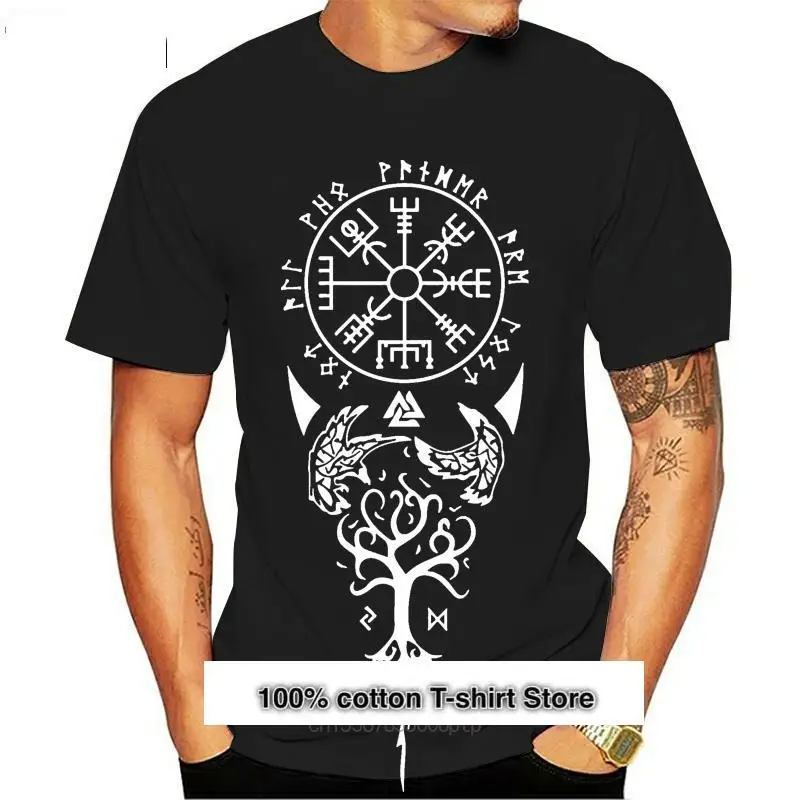 Vegvisir-Camiseta de runas vikingas con símbolo nórdico, ropa con letras de talla grande 5xl, estilo nuevo, estilo veraniego