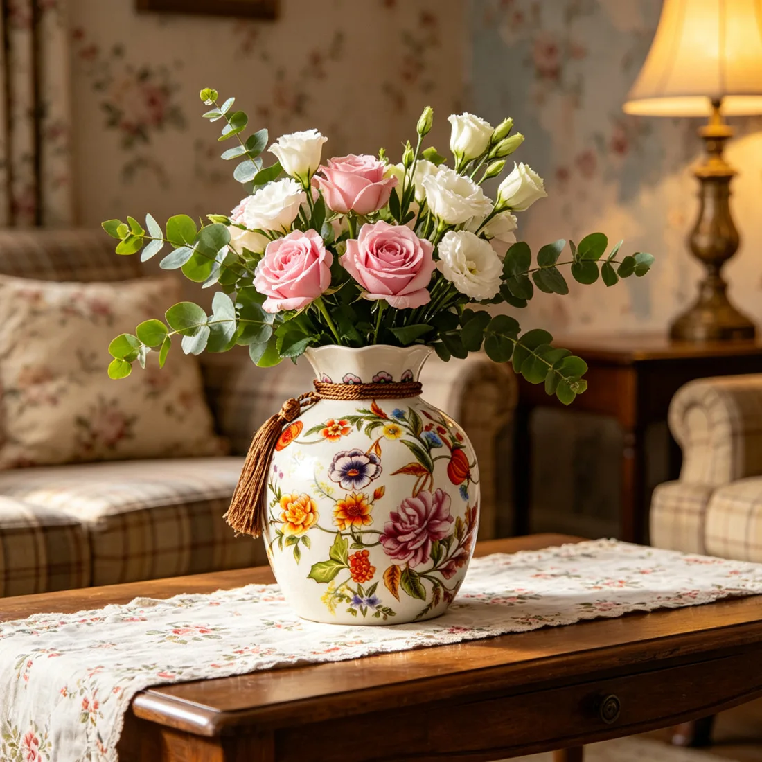 American Ceramic Vase Light Luxury Creative New Chinese Style Living Room Dining Table Desktop Small Vase Luxurious Home Decor