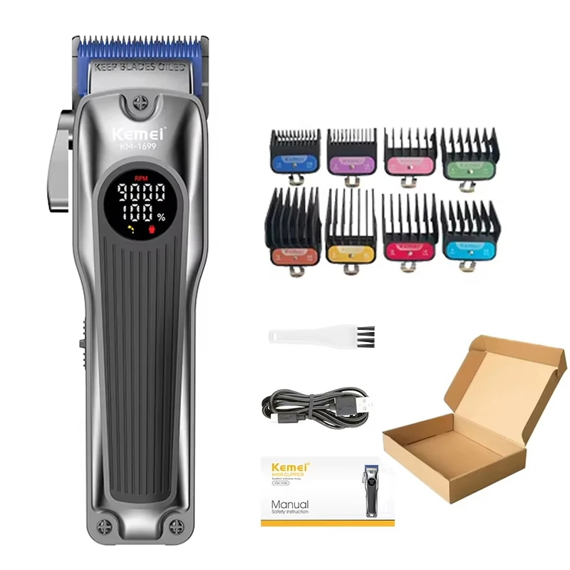 Kemei Oplaadbare Elektrische Haarklipper Professionele Haartrimmer Draadloze Haarknipmachine Voor Mannen KM-1699 KM-2293 Set