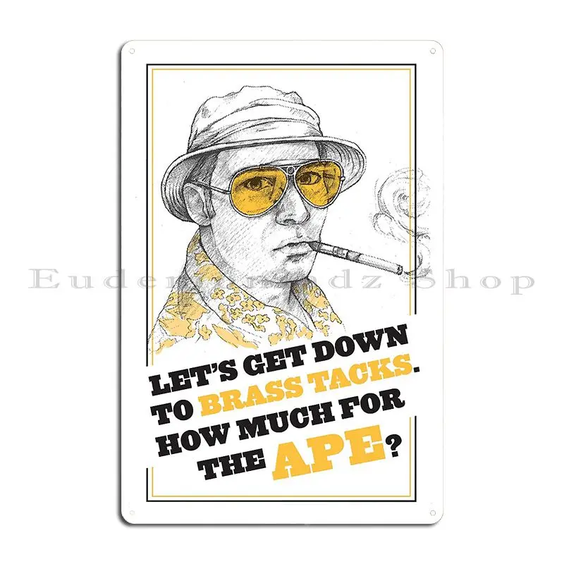 Fear And Loathing In Las Vegas Hunter S Thompson Metal Plaque Poster Wall Decor Designer Garage Wall Cave Club Tin Sign Poster