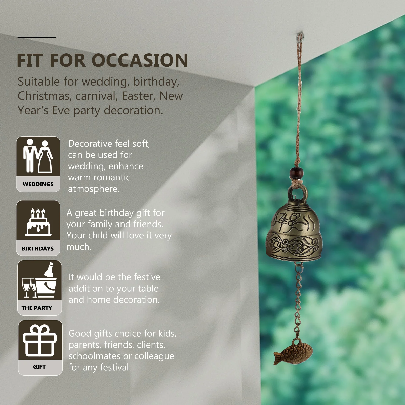 

2Pcs Auspicious Wind Chime Pendant Aluminum Zinc Alloy Material Durable Home Decor Beautiful Sound Anywhere Metal Wind-Bell