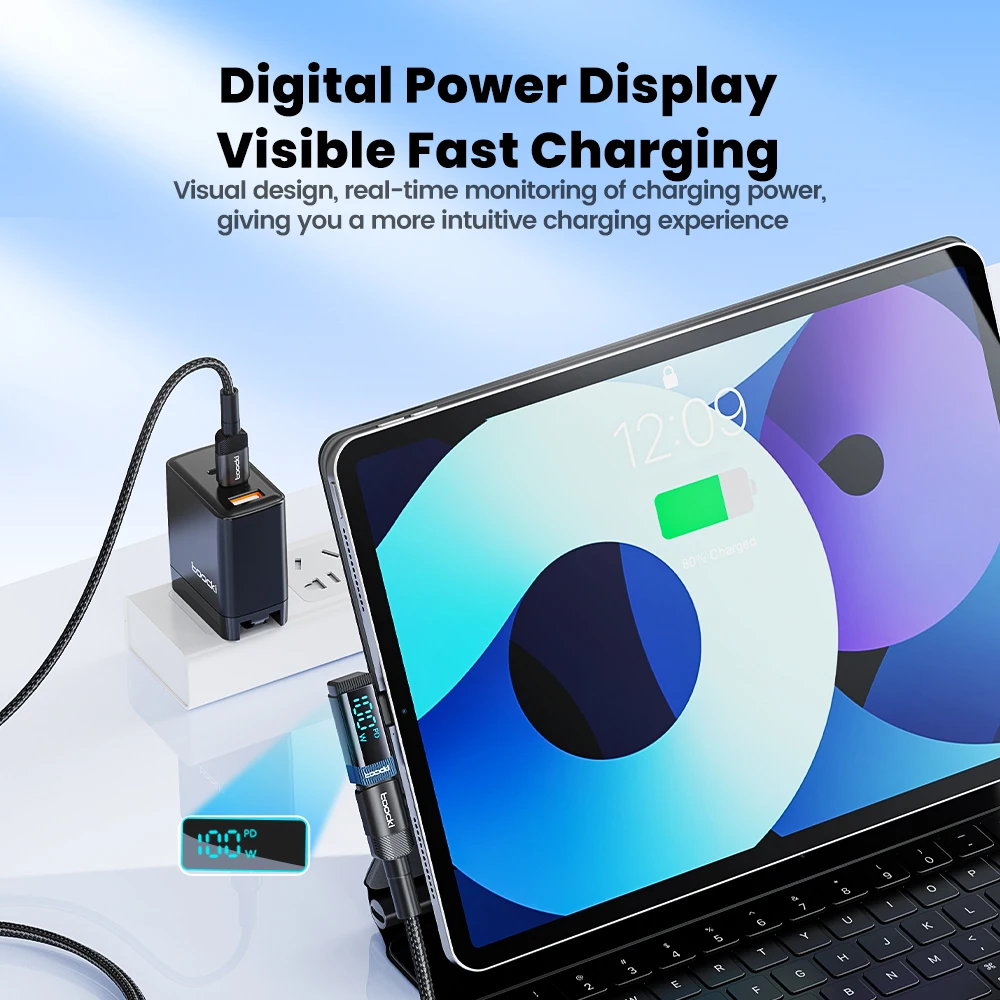 Toocki 90 gradi 100W tipo C a tipo C adattatore display digitale convertitore USB C OTG per iPhone 16 15 Samsung MacBook Xiaomi Realm