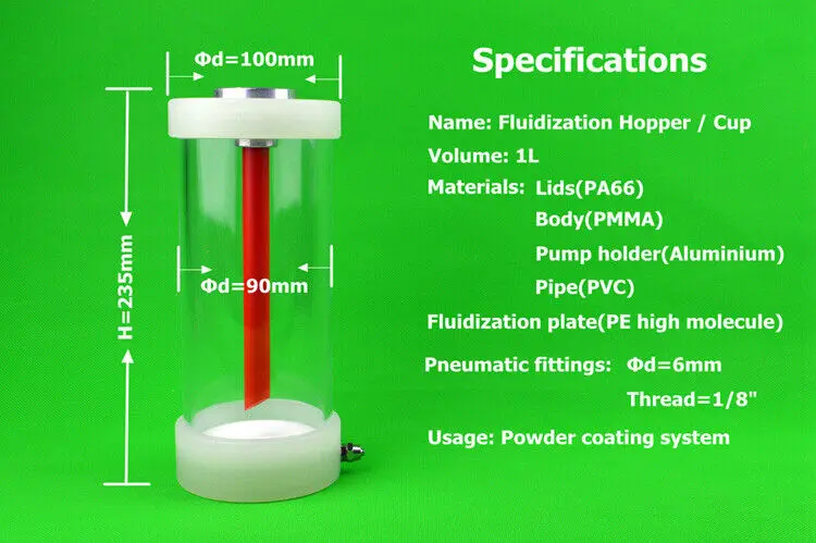 Tpaitlss Electrostatic powder coating Fluidization hopper cup 1L and IG06 pump