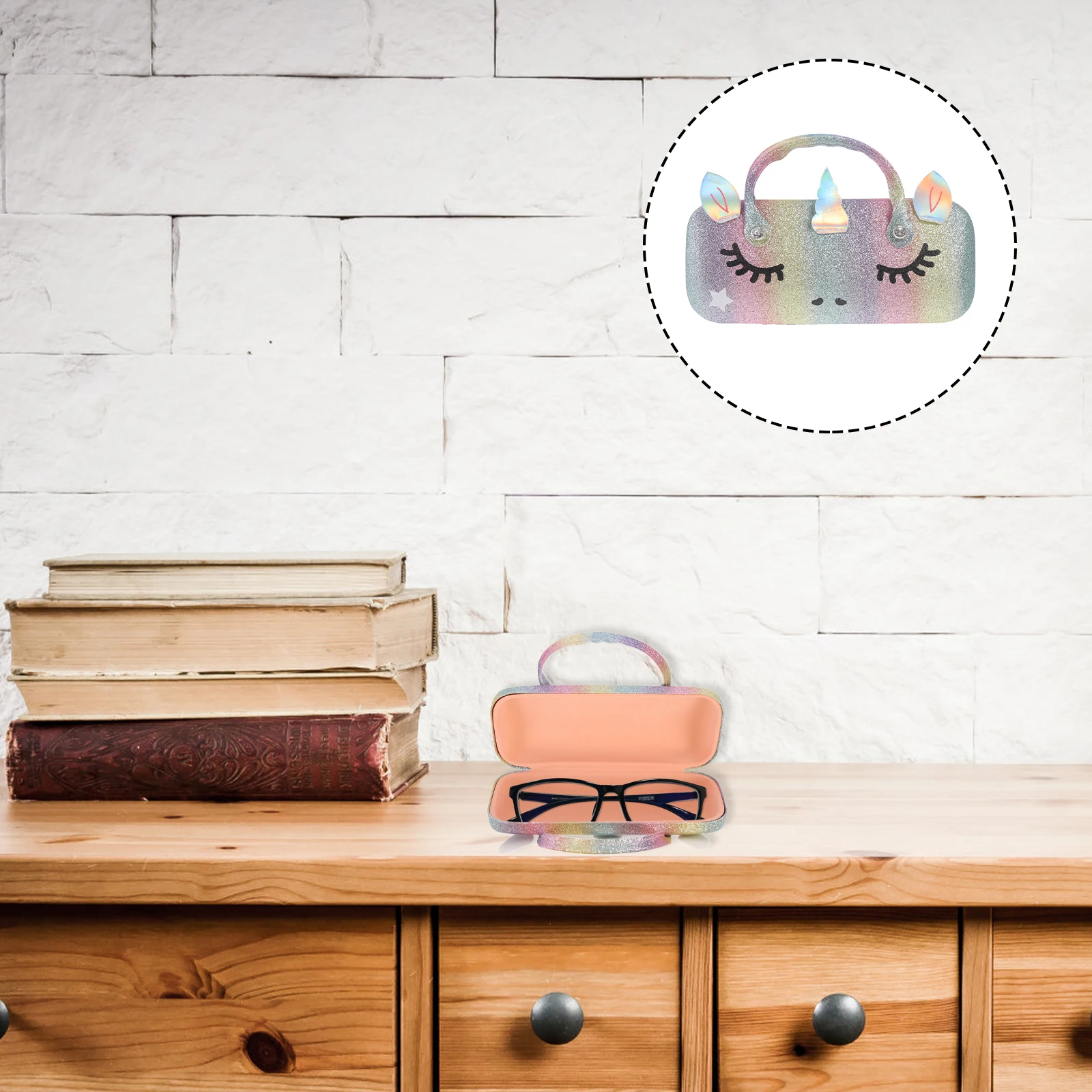 

Portable Glasses Case Eyeglass Box Pressure Resistant Durable PU Creative Design Scratch Proof Container Travel Storage
