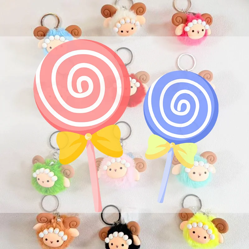 Kawaii Sheep Keychain Unique Goat Year Lucky Pendant Waterproof Keyring for Outdoor Hiking Bag Ornament