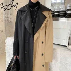 Tannt Women Trench Coat Asymmetry Color Matching Bandages Overcoat Women Irregular Long Windbreaker Trench Coat Women 2023 New