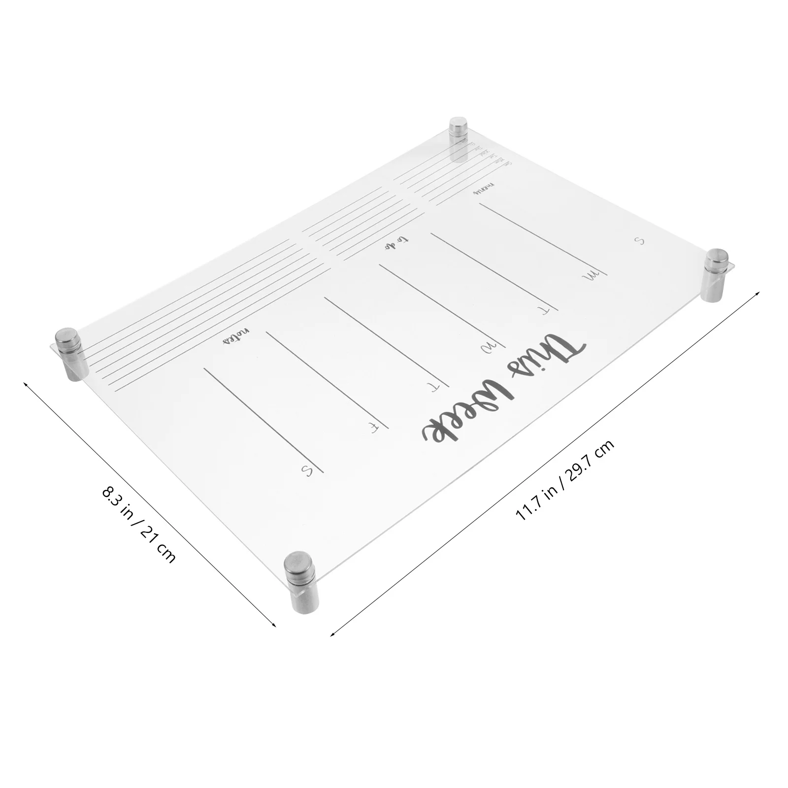 مجموعة واحدة من لوحة الرسائل المعلقة القابلة للمسح من الأكريليك الفاخر للجدار أو الثلاجة ومنظم التقويم الأسبوعي والسبورة البيضاء الشفافة #3