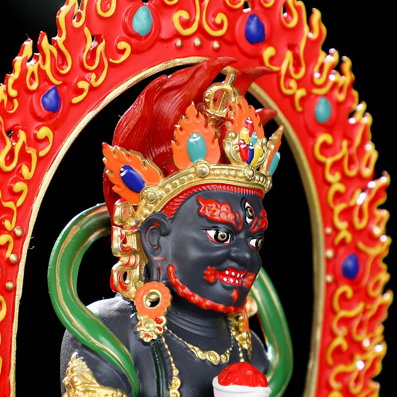 High grade COLOR Drew gilding Buddha brass statue HOME temple effective protection Tibetan Nepal Black Jambhala God Buddha