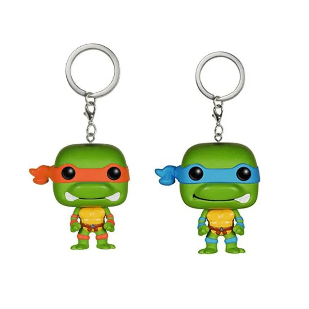 Newest Green Turtle Warrior Doll Keychain Vinyl Figure Key Ring Backpack Pendant Cartoon Animal Ornament Collectible Toy Gift - view 2