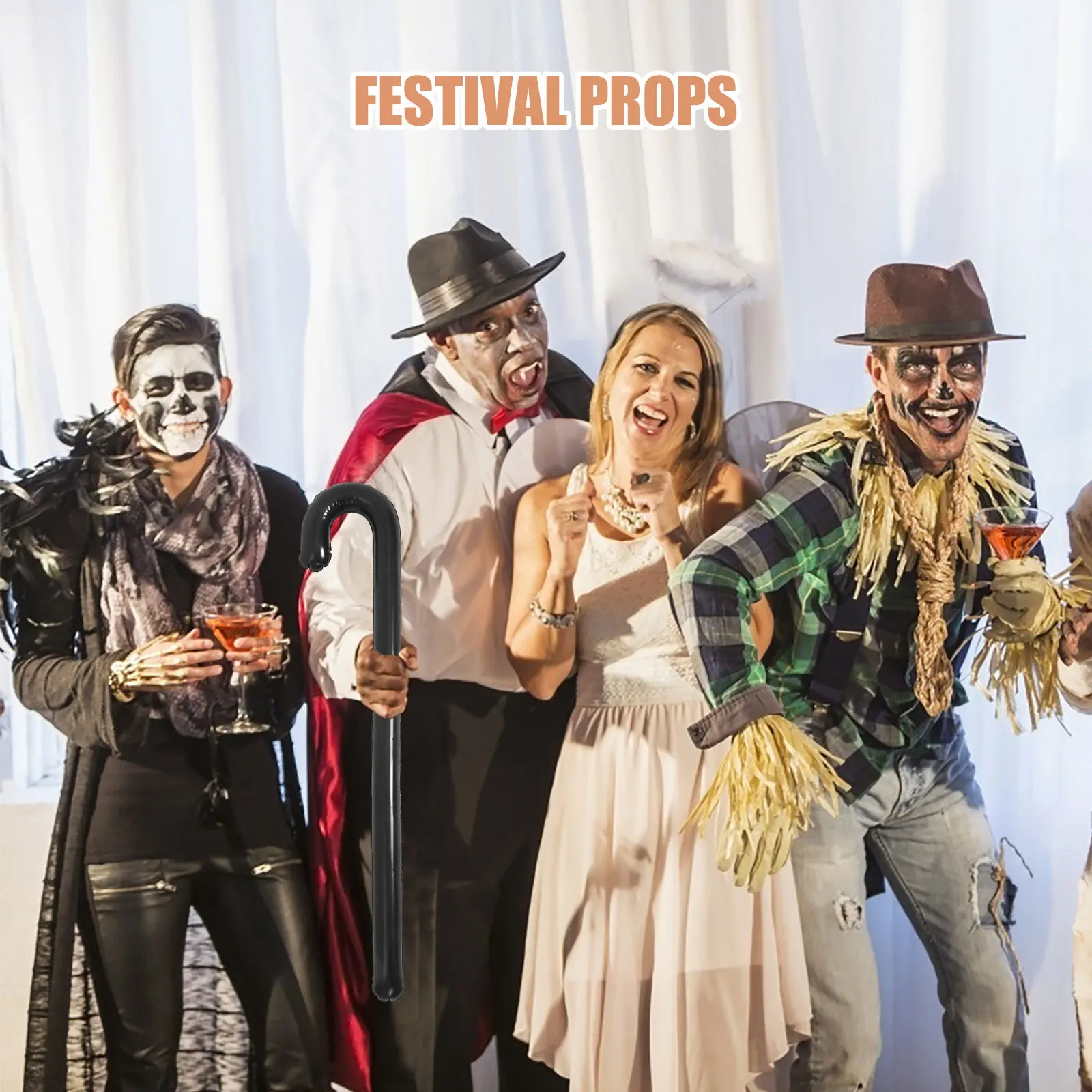 نفخ العكاز الدعامة خفيفة الوزن المحمولة تفجير عصا المشي بالون أداء الحفلات البلاستيكية عكاز بالون مضحك المزحة