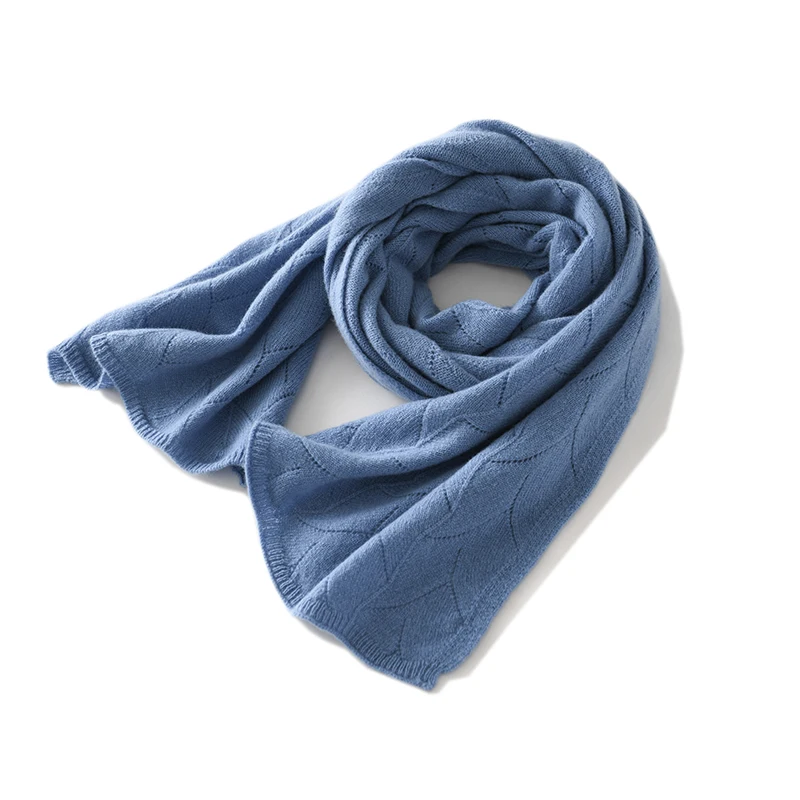 2024 New Spring Autumn Women Knitted Scarf 100% Merino Wool Solid Color  Warm Comfortable Long Scarf Lady High Quality Scarves