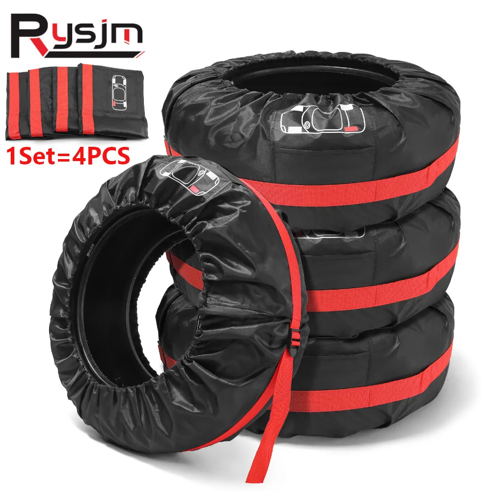 

Dust-proof Waterproof Car Spare Tire Cover Case Tire Cover Storage Bags for Cars Wheel Accessories Portable Wheel Bags 4PCS/Set