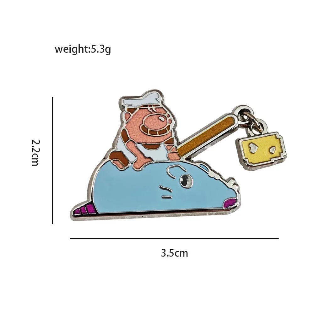 Pizza Tower Emaille-Pins, Gustavo und Brick Broschen, Lustige Spiel- und Film-Meme-Metallabzeichen mit Käse-Anhänger, Anstecknadel-Geschenk – Detail 7