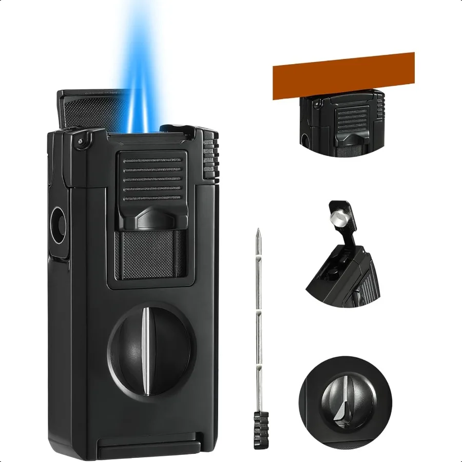 

Универсальная бутановая горелка Jet Flame, зажигалка, встроенный резак, V-образный держатель, функциональный инструмент для укрепления натяжения, многоразовый и регулируемый