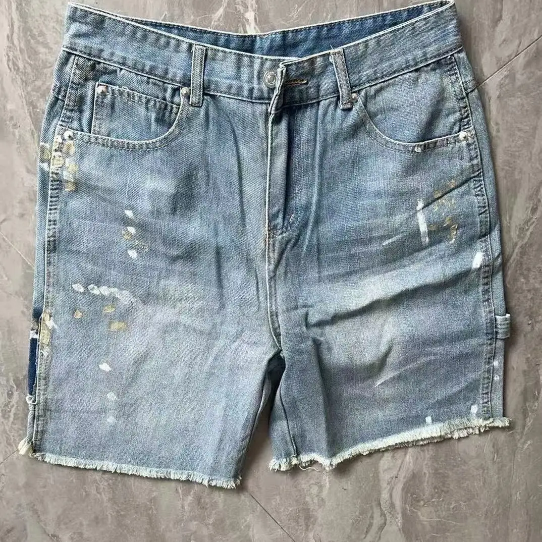 

Worn-In Distred Straight Leg Men's Denim orts Mid-waist Zipper Fly Casual Wear Summer Season Youth Faion Sle