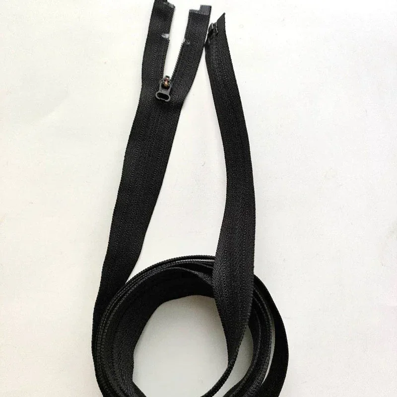 2pcs/Lot 3# 200cm Reverse Long Ykk Zipper Nylon Coil Single Open Black Jacket Bedding Set Inner Tailor Sewing Accessory