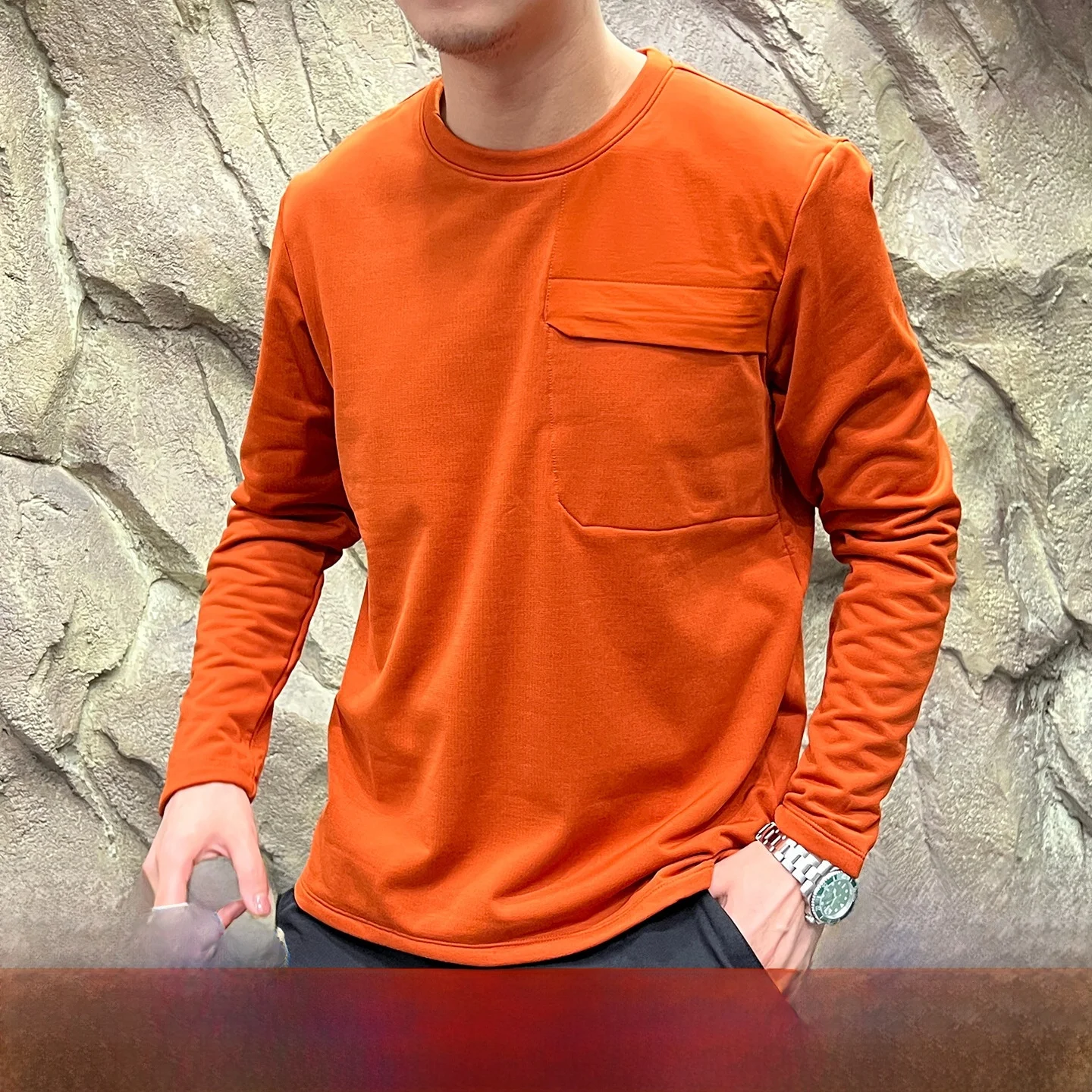 Outdoor Men's Fce Lined round Ne Sweatirt Tech Warm Plu 3D Tailored Winter Sports Crew Ne Pullover Hoodie