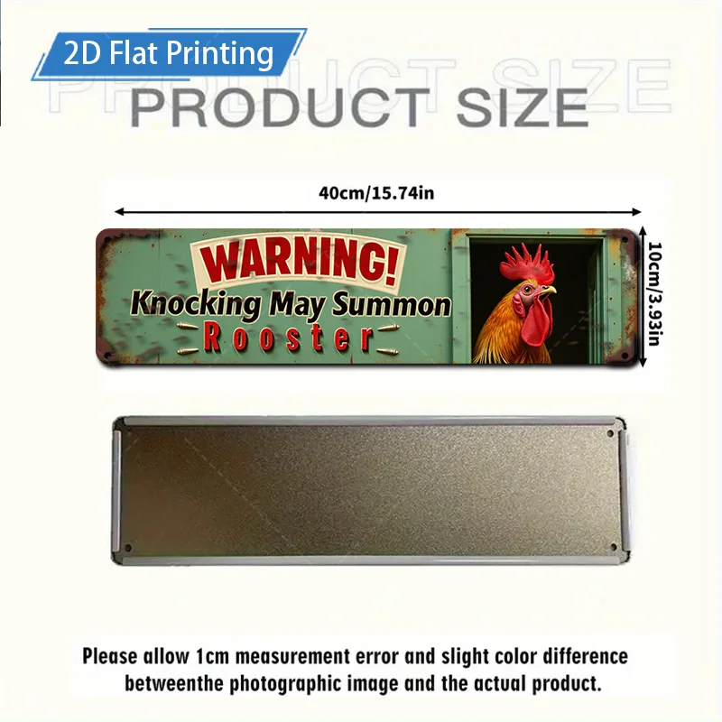 1pc 4x16 polegadas sinal de metal "sinal de aviso de galo rústico-decoração de fazenda vintage"