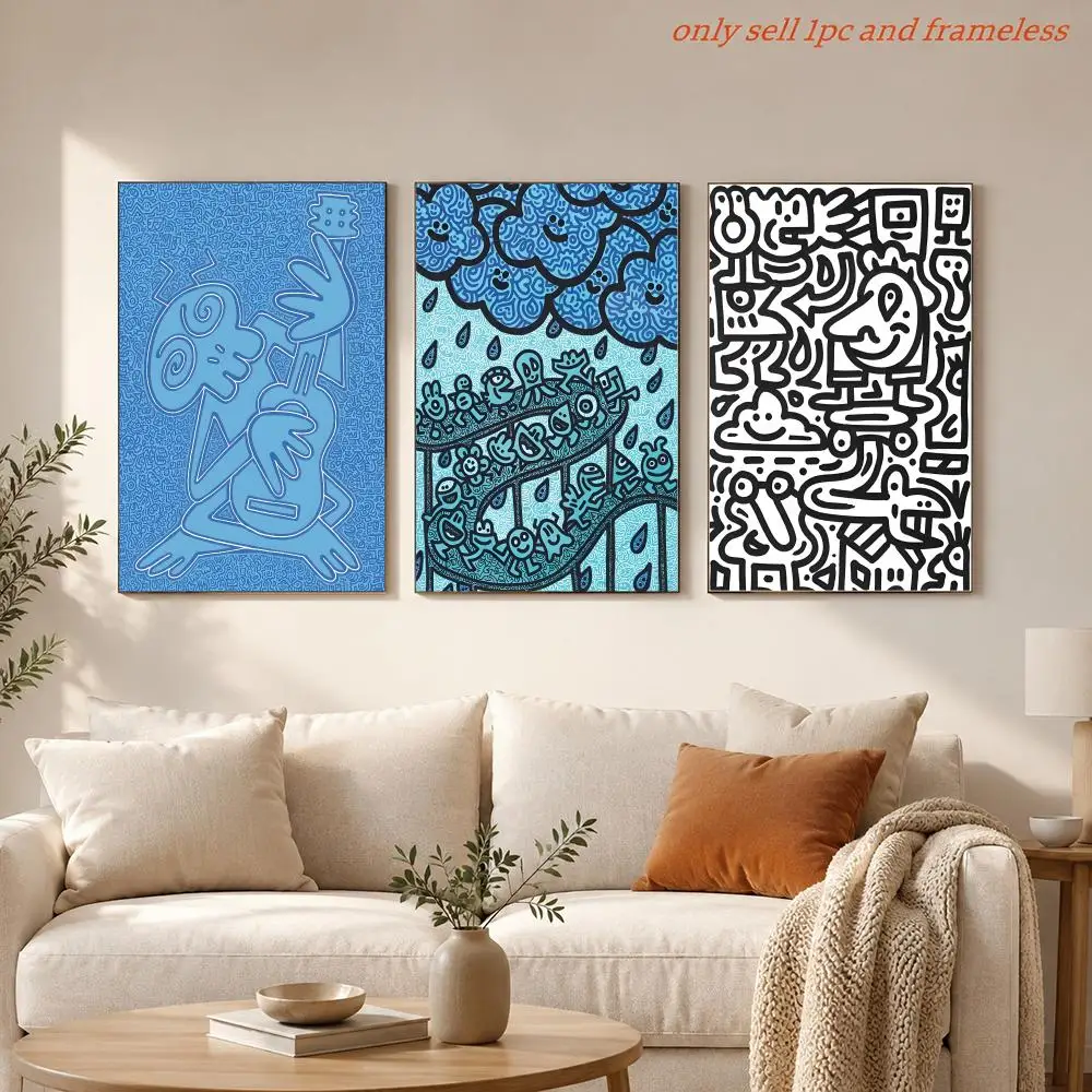 Graffiti Artist Mr Doodle Poster Sticky Wall Art Printing Waterproof Home Living Bed Room Aesthetic Decor