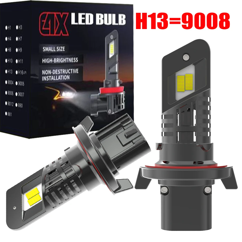 2pcs H13 9008 P26.4t Led Headlight No Adapter Required High Low Beam Canbus Light Car Turbo Diode Bulb White Moto Fog Lamp 12v