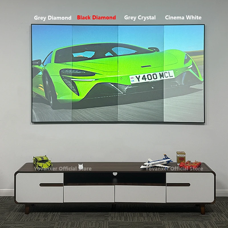 Écran de projecteur sans cadre en diamant noir de 50 à 200 pouces, écrans de Projection rejetant la lumière ambiante pour projecteurs à longue portée