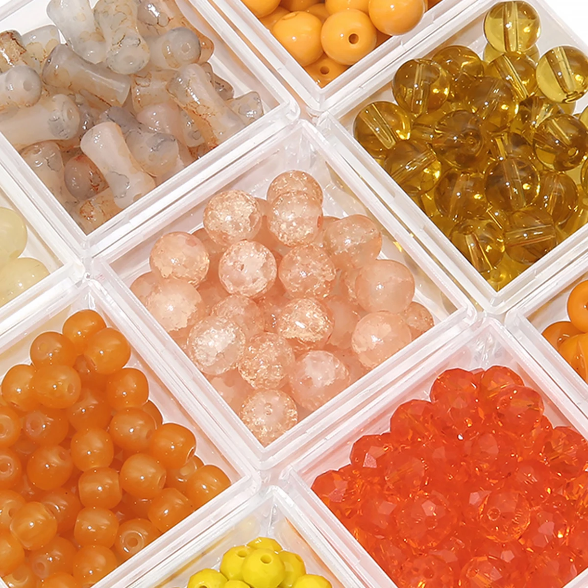20pcs Orange Yellow Color Series Multi-Style Glass Spacer Loose Beads for DIY Making Jewelry Bracelets Necklaces Accessories