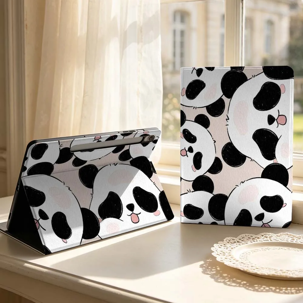 Cartoon Panda Head Pattern Soft For Samsung Galaxy Tab S11 S10 S9 S8 S7 S6 A9 A8 A11 Lite FE Plus Pen Tray Tablet Case