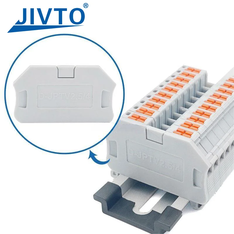 20Pcs D-PTV 2.5/4 End Cover For Lateral Conductor Routing PTV 2 Push-in Wire Connector Electrical DIN Terminal Block D-PTV2.5/4