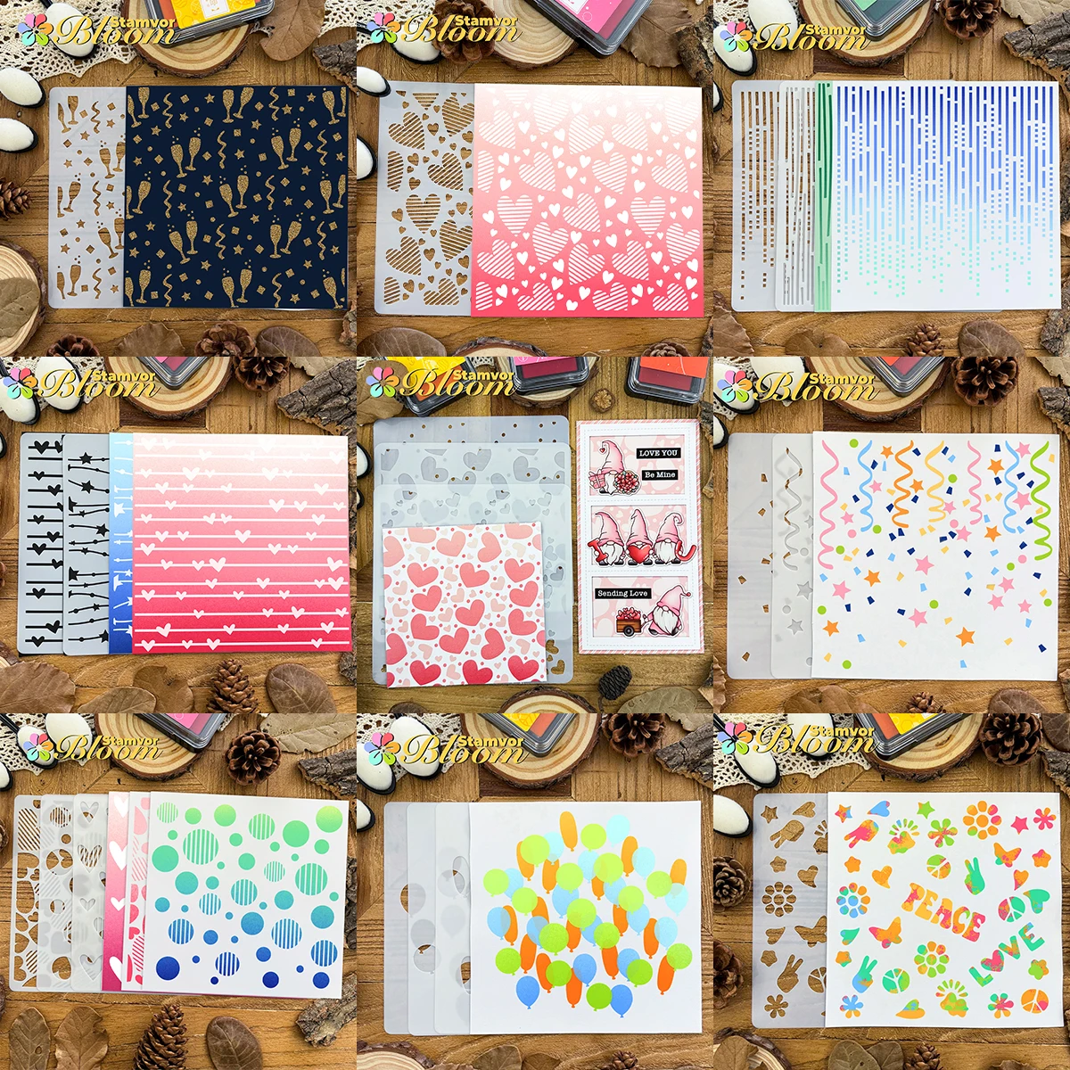 Original Lovely Champagne Love Balloons Bubbles Party Texture Partterns Painting Stencils, Paper - Spray Paint & Graffiti