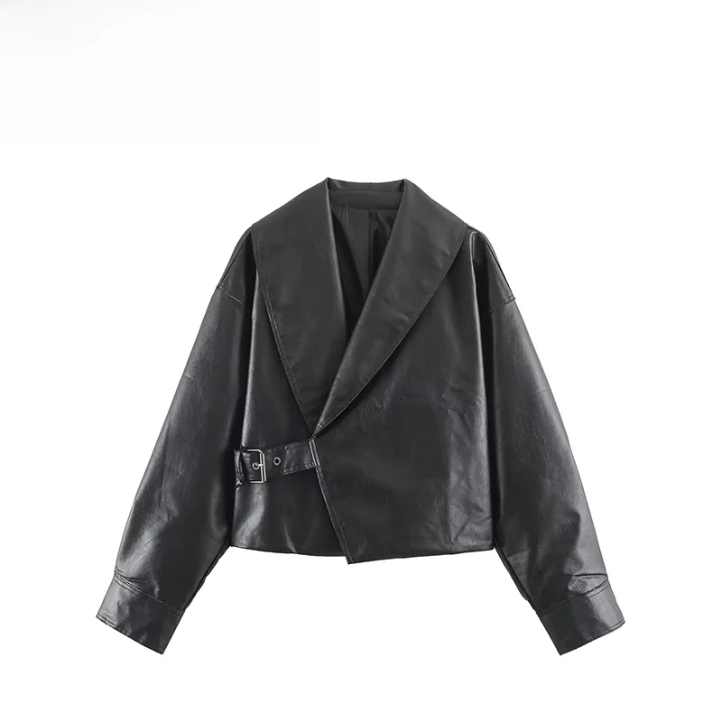 Fashionable Versatile ZR Women's Jacket with Buckle Design Standard Fit Polyester Long Sleeve Regular Length Autumn New Arrivals