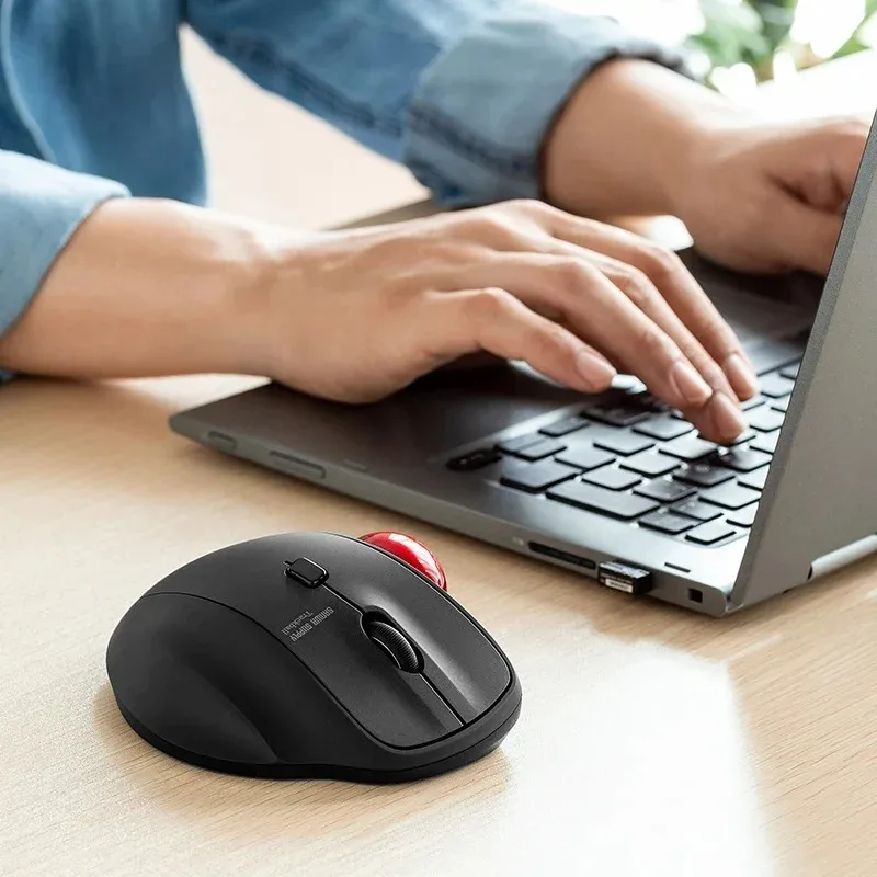 Sanwa Trackball Mouse Wired/Wireless/Bluetooth Ergonomic Optical Sensing Art Design CAD Drawing DPI Adjustable Office Mouse