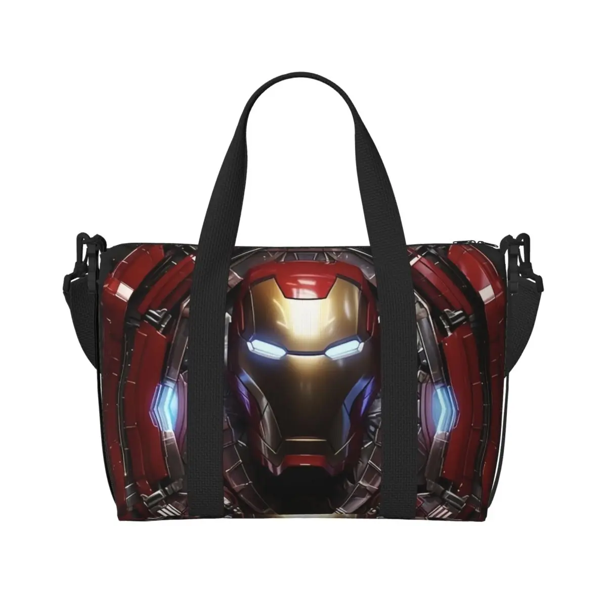 

Custom Iron Man Marvel Film Tote Bag Women Big Capacity Beach Gym Travel Bags
