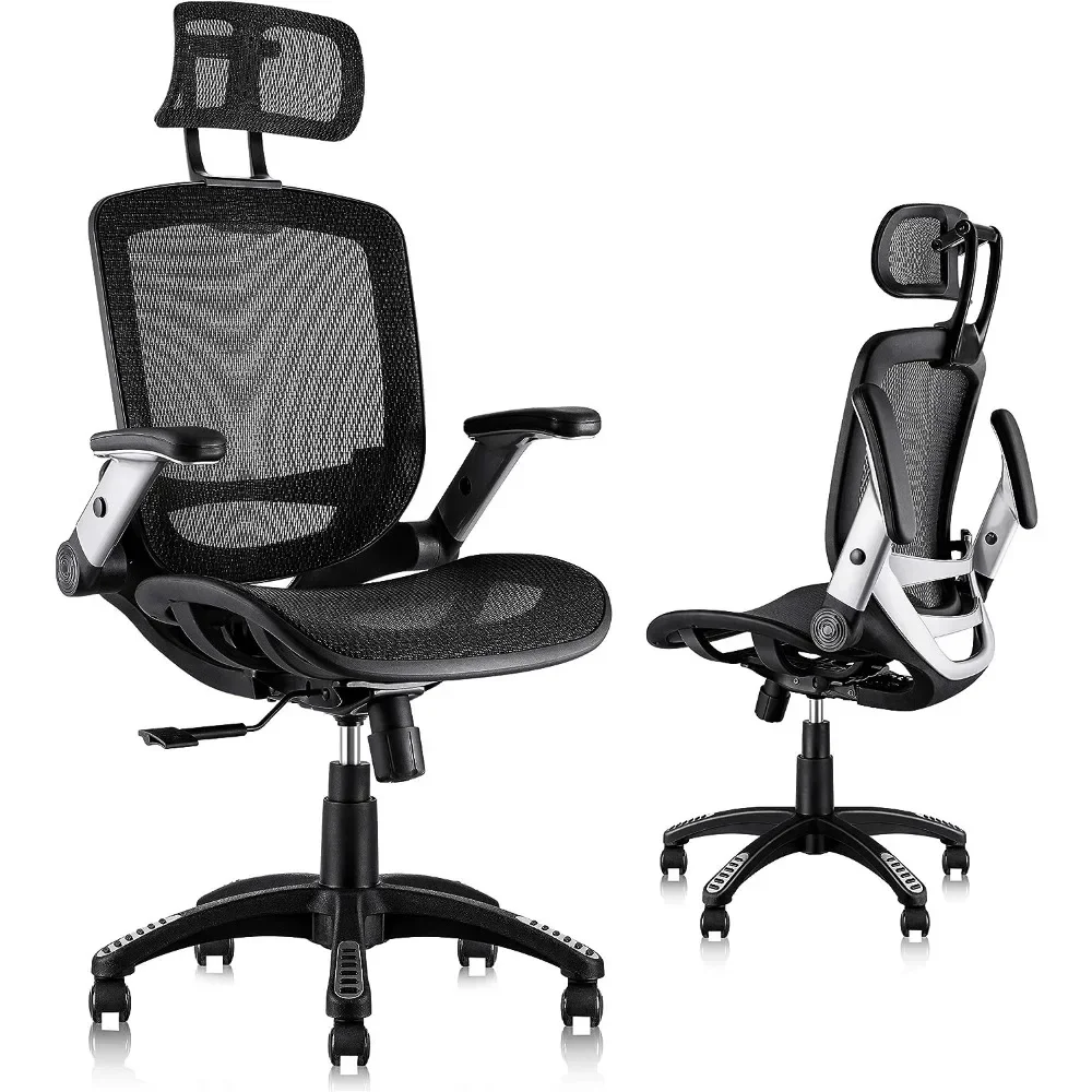 Game Chair Special Lumbar Support and PU Wheels Computer Armchair High Back Desk Chair - Adjustable Headrest With Flip-Up Arms