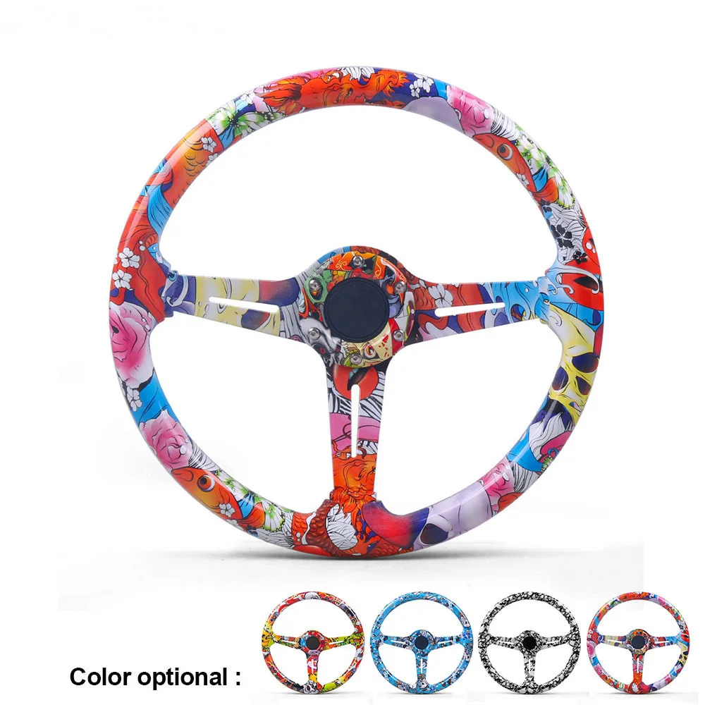 

350MM 14inch Mixed Pattern Acrylic Steering Wheel & Horn Button 6 Holes fashionable Steering Wheel Depth 70MM